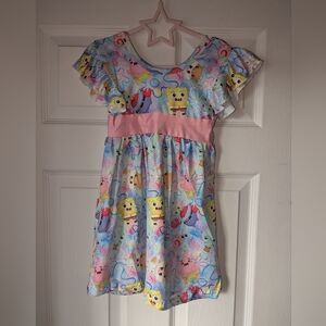 Colorful Cartoon Print Kids Dress